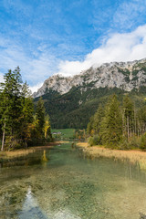 Stunning view of Hintersee and Alps in Ramsau, Bavaria, Germany