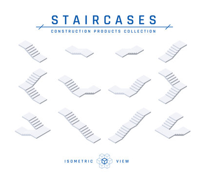 Staircases, top view, vector in isometric style