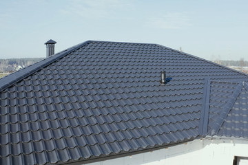 Corrugated metal roof and metal roofing. Modern roof made of met