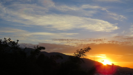 sunset in mountains