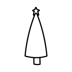 merry christmas celebration decorative tree with star thick line