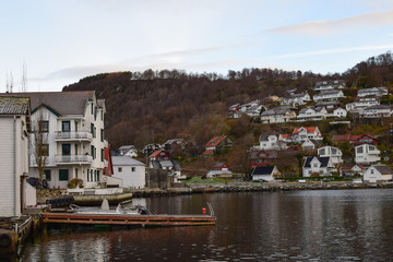 Fototapeta na wymiar Norwegian coastal village. Rennesoy. Rogaland. Concept: life and travel around Norway. Scandinavia.