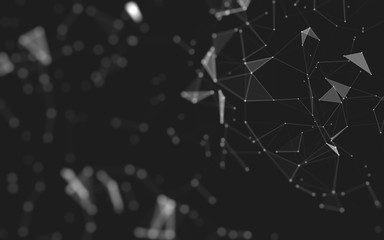 Abstract background. Molecules technology with polygonal shapes, connecting dots and lines. Connection structure. Big data visualization.