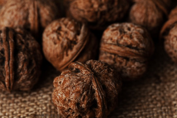walnut photo, hard walnut shell, healthy food, snack