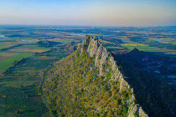 Aerial landscape in Nakhon Sawan, Thailand. Khao Nor, Khao Kaew landmarks, famous tourist attractions of Nakhon Sawan Province Thailand