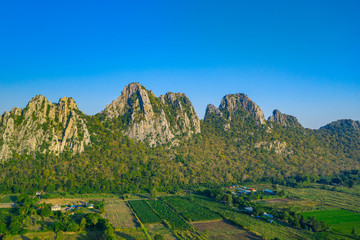 Aerial landscape in Nakhon Sawan, Thailand. Khao Nor, Khao Kaew landmarks, famous tourist attractions of Nakhon Sawan Province Thailand