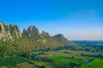 Obraz premium Aerial landscape in Nakhon Sawan, Thailand. Khao Nor, Khao Kaew landmarks, famous tourist attractions of Nakhon Sawan Province Thailand