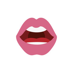 female lips teeth icon on white background