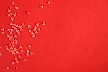 Red background with little red hearts.