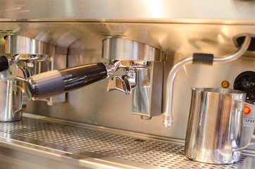  Coffee machine in action, with delicious Colombian coffee