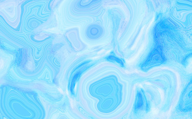 Blue abstract liquid paint textured frame with decorative spirals and swirls. Holographic light color background for modern creative trendy design, marble texture style for illustrations