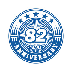 82 years logo. Eighty-two years anniversary celebration logo design. Vector and illustration.