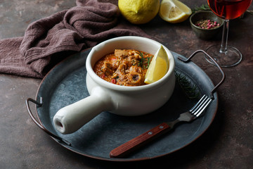caldereta de cordero navidena machega or spanish lamb stew, tipica foof of astilla a Mancha for Christmas