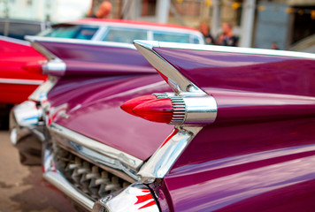 Classical American Vintage car. Back lights detail.