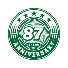 87 years logo. Eighty-seven years anniversary celebration logo design. Vector and illustration.