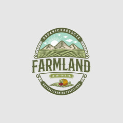 Farmland vintage logo design inspiration for agriculture business