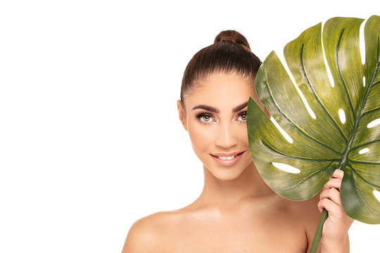 Smiling beautiful woman, closeup face portrait.