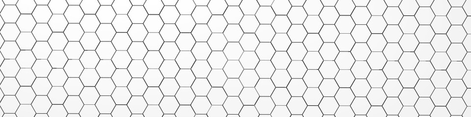 Fototapeta na wymiar 3d rendering of white geometric hexagonal abstract background. Pattern for texture of wallpapers. 