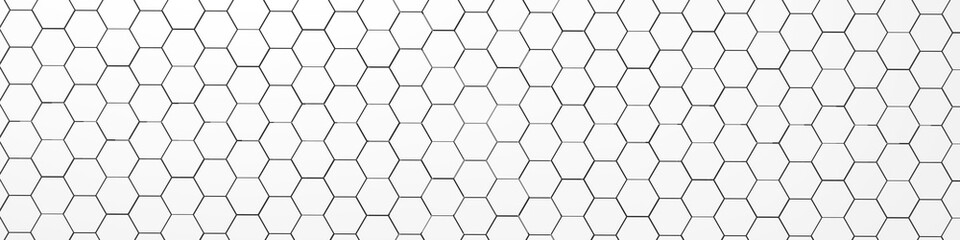 3d rendering of white geometric hexagonal abstract background. Pattern for texture of wallpapers. 