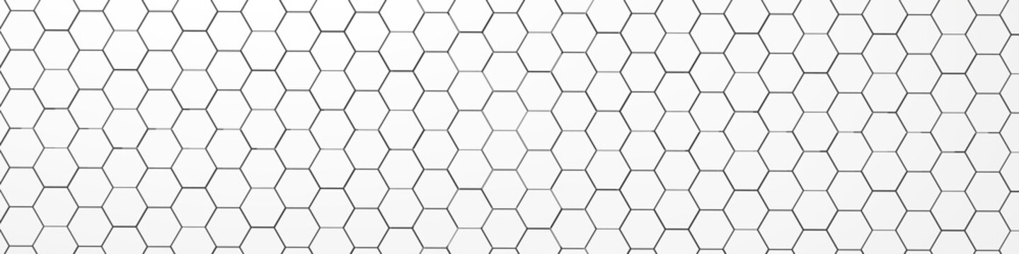 3d rendering of white geometric hexagonal abstract background. Pattern for texture of wallpapers. 