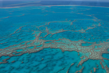 vue aérienne à basse altitude, de la grande barrière de corail, en australie