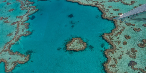 Fototapeta na wymiar vue aérienne à basse altitude, de la grande barrière de corail, en australie