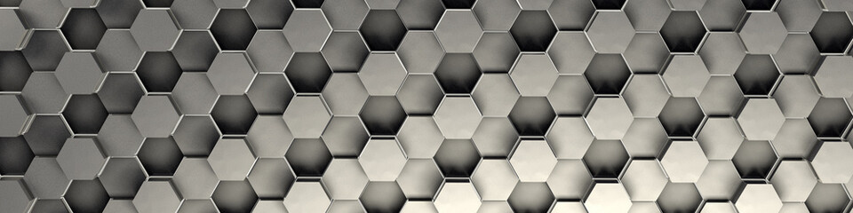 3d rendering of silver geometric hexagonal abstract background. Pattern for texture of wallpapers. 3d background light honeycomb of different height. 