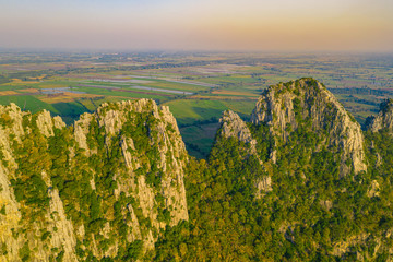 Obraz premium Aerial landscape in Nakhon Sawan, Thailand. Khao Nor, Khao Kaew landmarks, famous tourist attractions of Nakhon Sawan Province Thailand