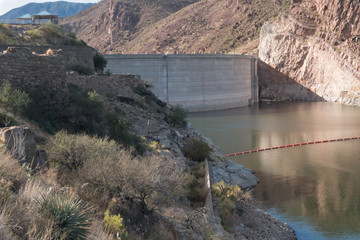 Obraz na płótnie Canvas Theodore Roosevelt Dam close up in Arizona.