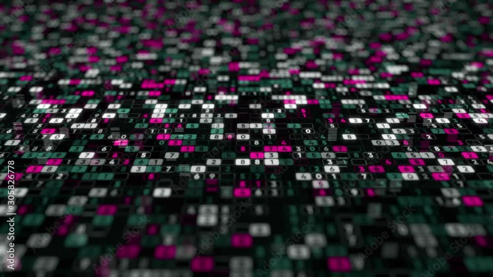 Aufkleber abstract animation with plenty of digits changing their values on the black background. animation. d