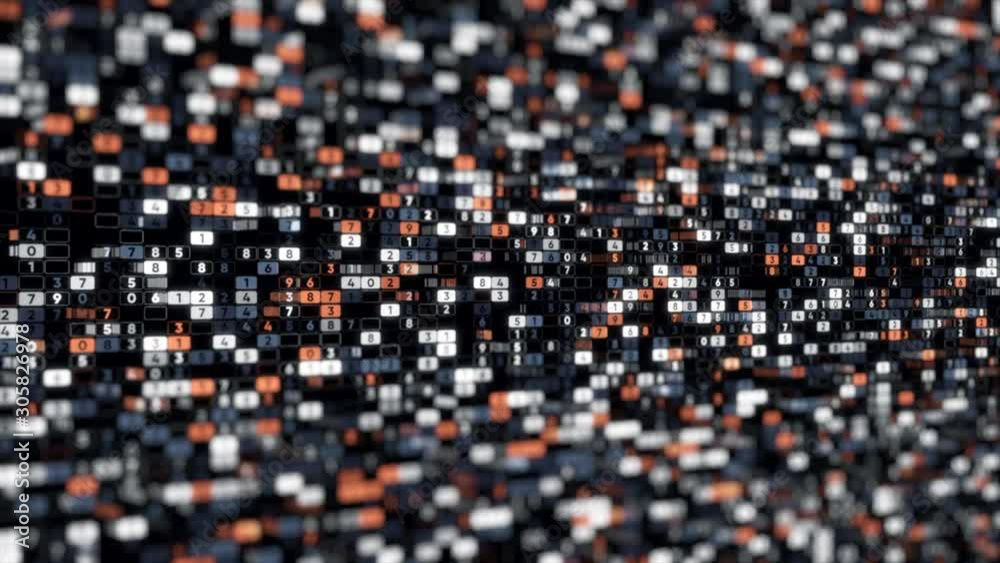 Aufkleber colorful abstract background with plenty of columns with digits changing their values on the black. 