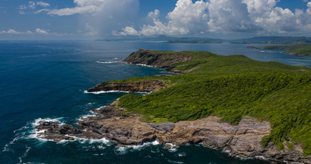 Vue aérienne de la presqu’île de la Caravelle, en Martinique