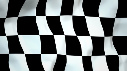 Black and White Deformed Checker Texture - Finish Flag - 3D Rendering