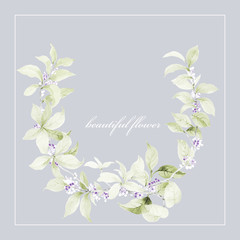 Watercolor floral spring pattern, botanical illustration.