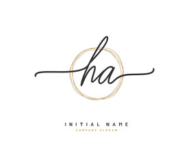 H A HA Beauty vector initial logo, handwriting logo of initial signature, wedding, fashion, jewerly, boutique, floral and botanical with creative template for any company or business.