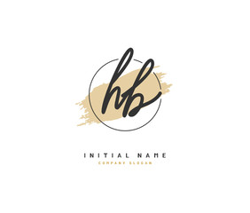 H B HB Beauty vector initial logo, handwriting logo of initial signature, wedding, fashion, jewerly, boutique, floral and botanical with creative template for any company or business.