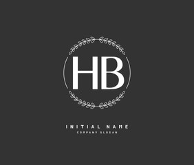 H B HB Beauty vector initial logo, handwriting logo of initial signature, wedding, fashion, jewerly, boutique, floral and botanical with creative template for any company or business.