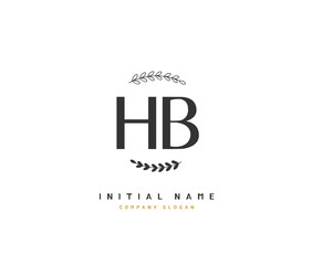 H B HB Beauty vector initial logo, handwriting logo of initial signature, wedding, fashion, jewerly, boutique, floral and botanical with creative template for any company or business.