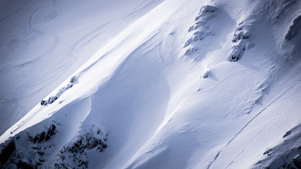 Freeride slope for skiing and snowboarding, ski resort