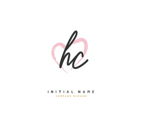 H C HC Beauty vector initial logo, handwriting logo of initial signature, wedding, fashion, jewerly, boutique, floral and botanical with creative template for any company or business.