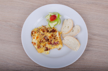 chopped vegetables and fruits omellete