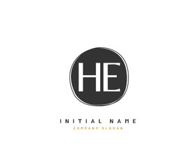 H E HE Beauty vector initial logo, handwriting logo of initial signature, wedding, fashion, jewerly, boutique, floral and botanical with creative template for any company or business.