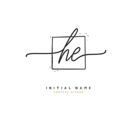 H E HE Beauty vector initial logo, handwriting logo of initial signature, wedding, fashion, jewerly, boutique, floral and botanical with creative template for any company or business.