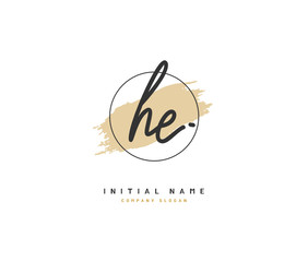 H E HE Beauty vector initial logo, handwriting logo of initial signature, wedding, fashion, jewerly, boutique, floral and botanical with creative template for any company or business.