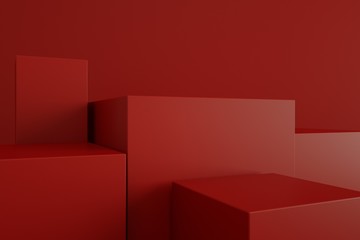 3D rendering of the red geometric background can be used for commercial advertising