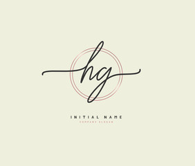 H G HG Beauty vector initial logo, handwriting logo of initial signature, wedding, fashion, jewerly, boutique, floral and botanical with creative template for any company or business.