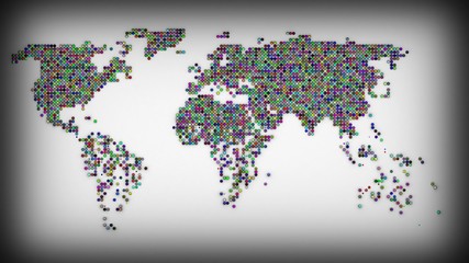 Fototapeta premium Colorful Dots forming world map - 3D Illustration