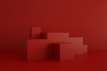 3D rendering of the red geometric background can be used for commercial advertising
