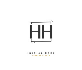 Obraz premium H HH Beauty vector initial logo, handwriting logo of initial signature, wedding, fashion, jewerly, boutique, floral and botanical with creative template for any company or business.