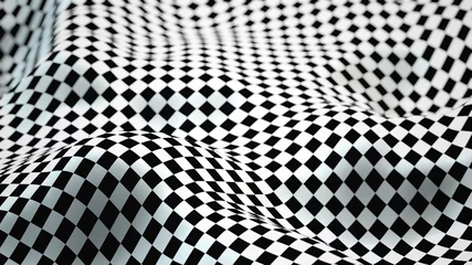 Foto op Aluminium Abstract Morphed Checker-oppervlak met scherptediepte-effect - 3D illustratie © Creycheek